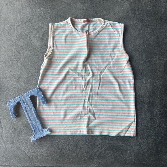 ✨ Vintage 80s Striped Tank | Mister K | Made in Singapore - Picture 1 of 3